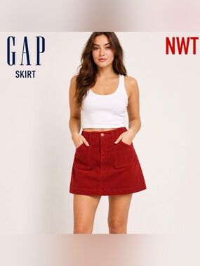 Vintage GAP Red Corduroy Mini Skirt Womens 6 Fall 2006 Y2K Preppy NWT Rare